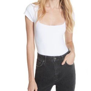 Free People Square Eyes Bodysuit – White